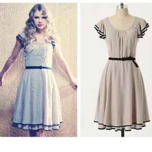 Elegant Cream Dress with Black Accents